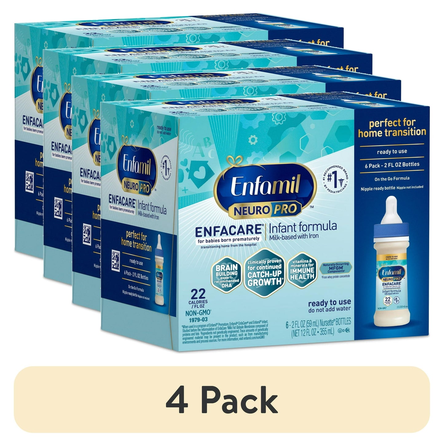 4 boxes of infant formula with a '4 Pack' label.