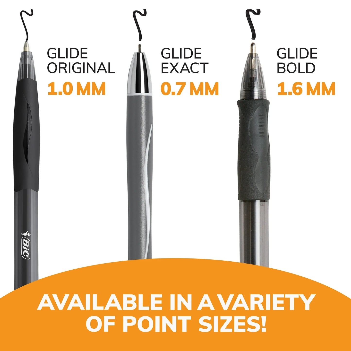 BIC Glide Exact Retractable Ball Point Pens, Fine Point, 0.7 mm, Black Ink, 3 Count