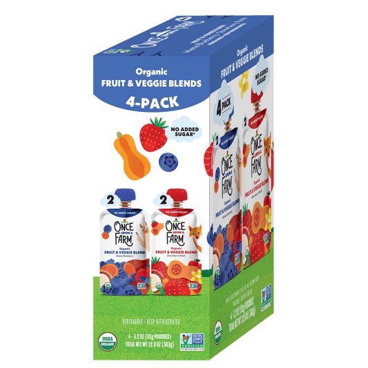 Once Upon a Farm Organic Refrigerated Kids Snack Berry Variety Pack, 3.2oz Pouch (4 Pack)
