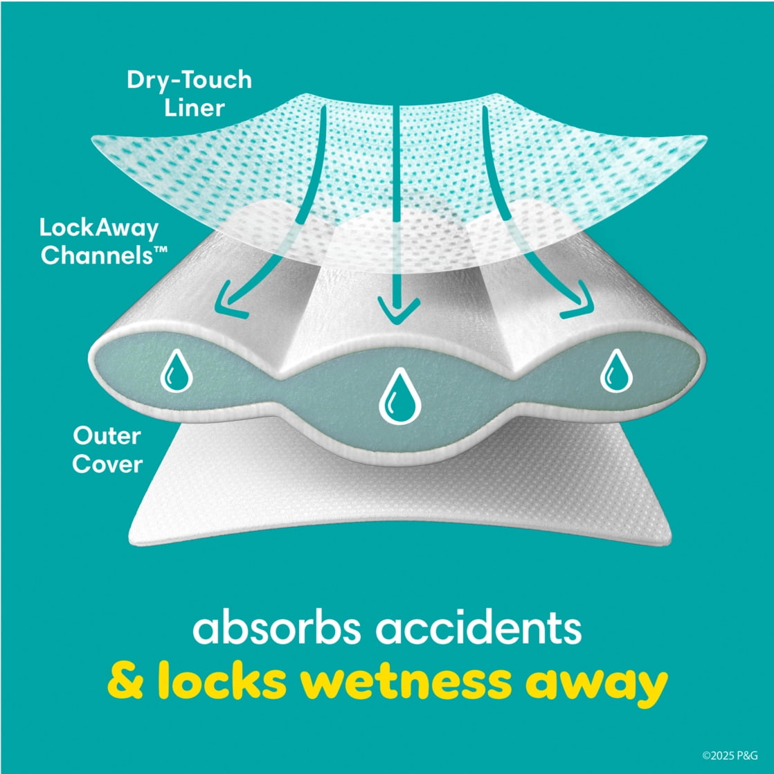 Cross-section diagram of a diaper showing liner, channels, and outer cover layers