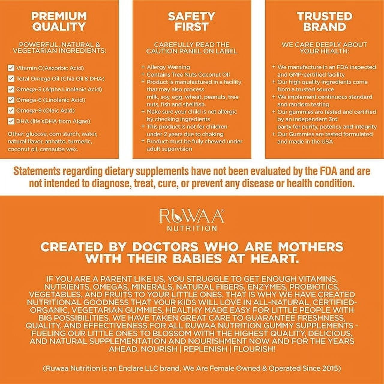 Image showing text about ingredients and details of a Daily wellness supplement product for kids