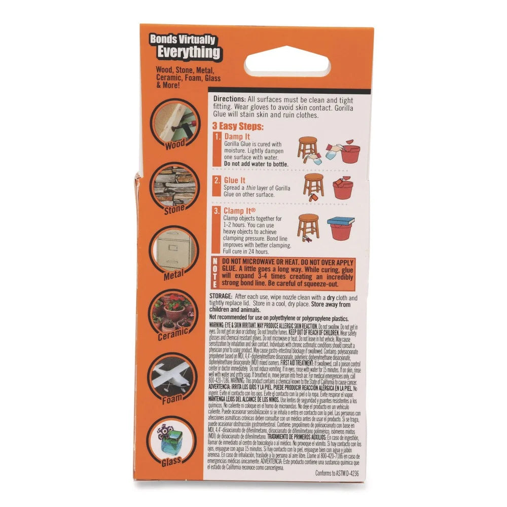 Gorilla 50002- Original Glue, 2 oz, Brown
