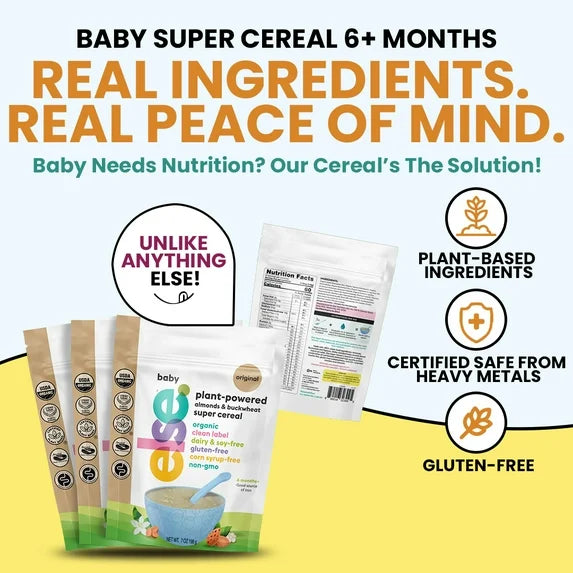 Else Nutrition Baby Cereal - Almond & Buckwheat, Plant-Based Baby Food, Clean Label Certified (Original, 1 Pack)