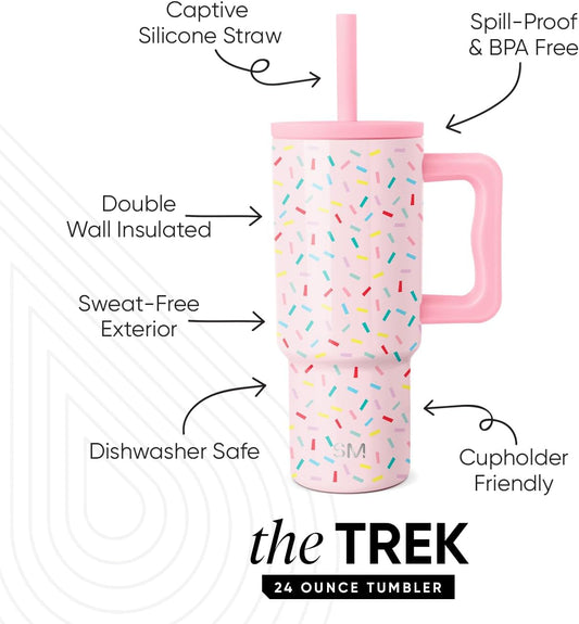 Image displaying a kid holding a tumbler and text about it's details