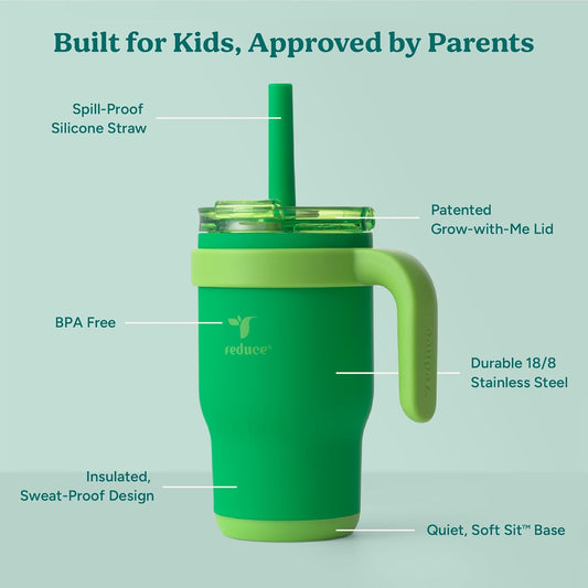 Image displaying a kid's tumbler and text about it's details