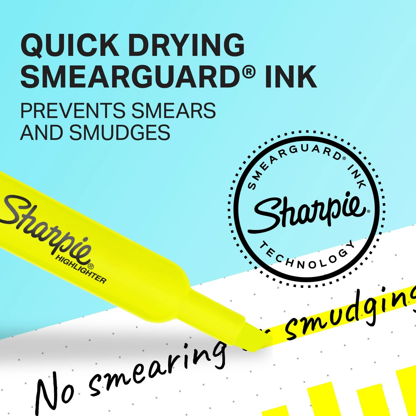 Sharpie Tank Style Highlighters, Chisel Tip, Fluorescent Yellow, 4 Count