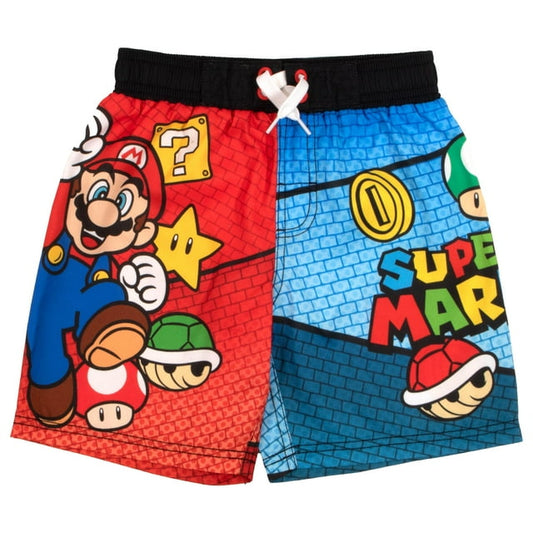 Nintendo Super Mario Bros Boys Swim Wear Rash Guard Set Super Mario 2 Piece Set Boys Swimsuit Boys Rash Guard Boy Swim Trunks (Sizes 4-12)