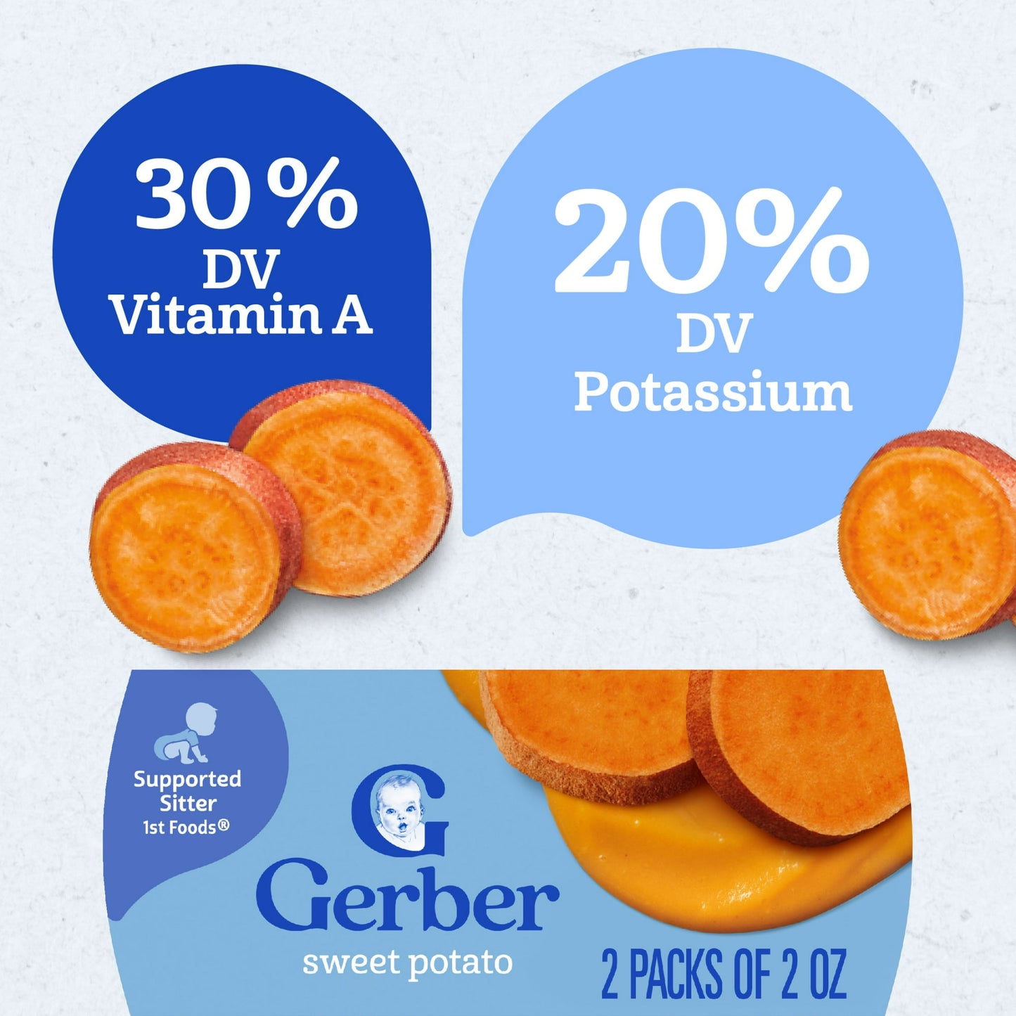 Gerber 1st Foods Baby Food, Sweet Potato Puree, Clean Label Project, 2 oz Tubs (2 pack)