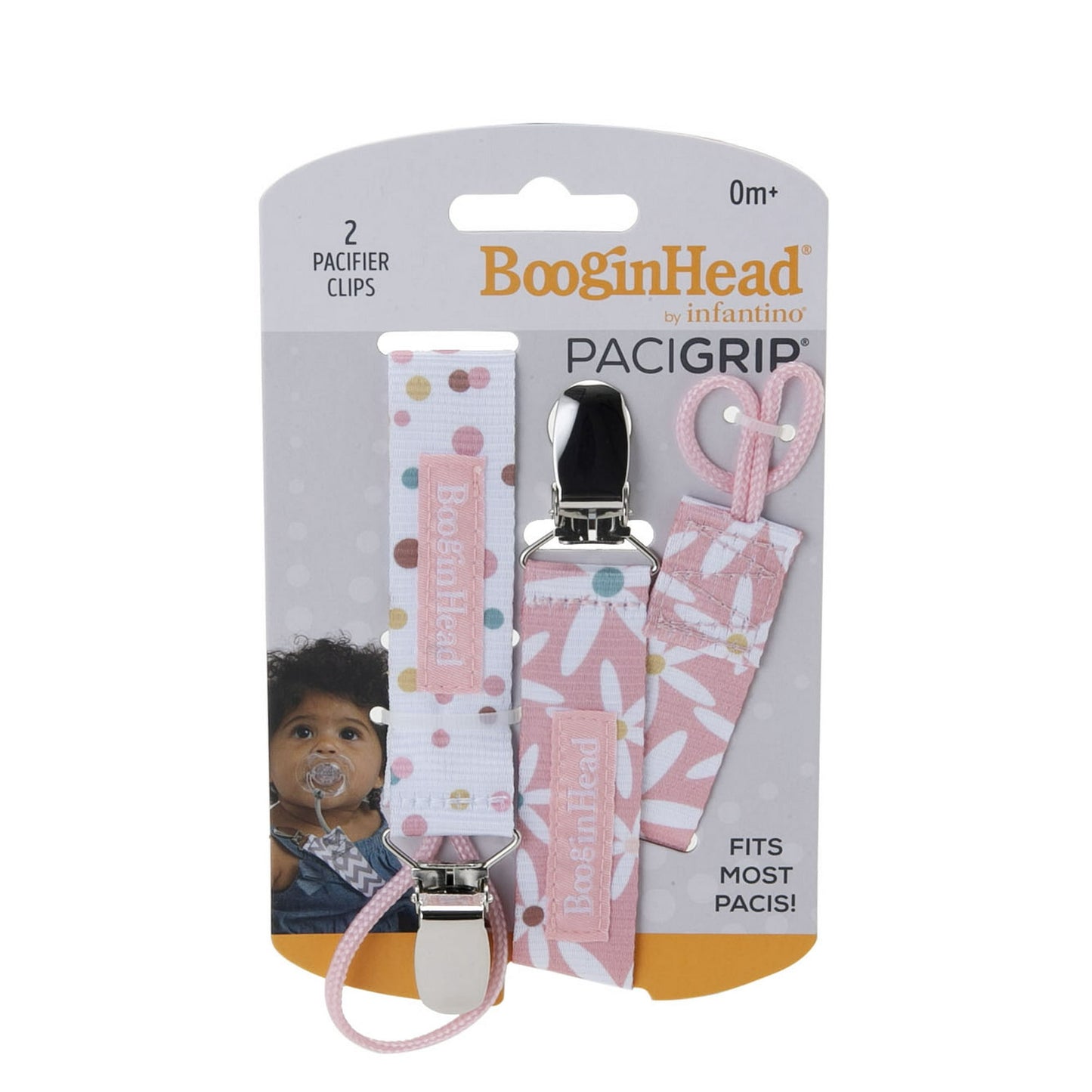 BooginHead PaciGrip by Infantino, Universal Pacifier Clips, Infant & Toddler Boys, Blue Arrows, 2-Pack