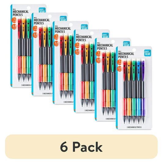 6 pack Mechanical pencils with refillable lead for writing and drawing