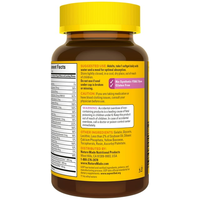 Nature Made Prenatal with Folic Acid + DHA Softgels, Prenatal Vitamin and Mineral Supplement, 70 Count