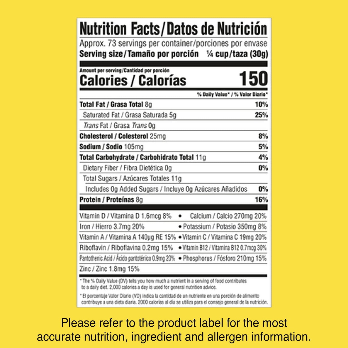 Product image displaying written details and features about baby formula