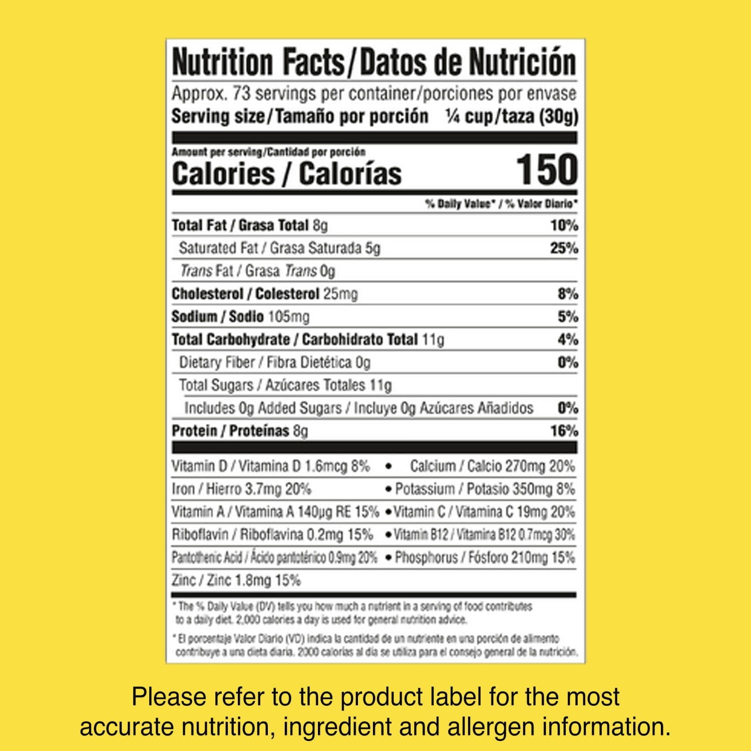 Product image displaying written details and features about baby formula
