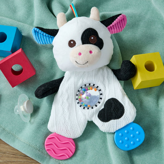 Spark.Create.Imagine. Snuggle and Teethe Cow Plush, 10 in, Ages 0 Months+