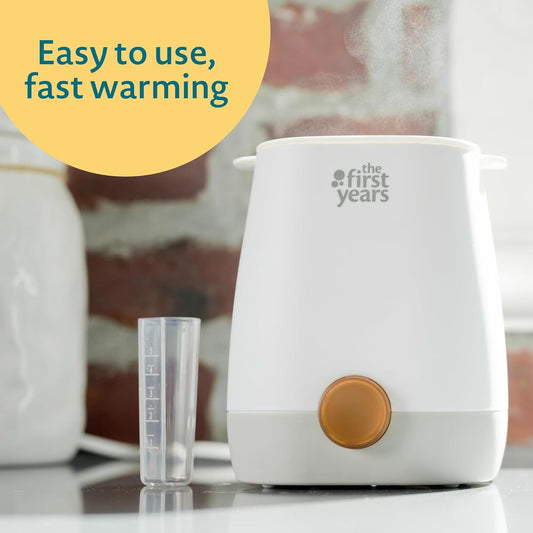 Image displaying a baby bottle warmer/sterilizer and text about it's details