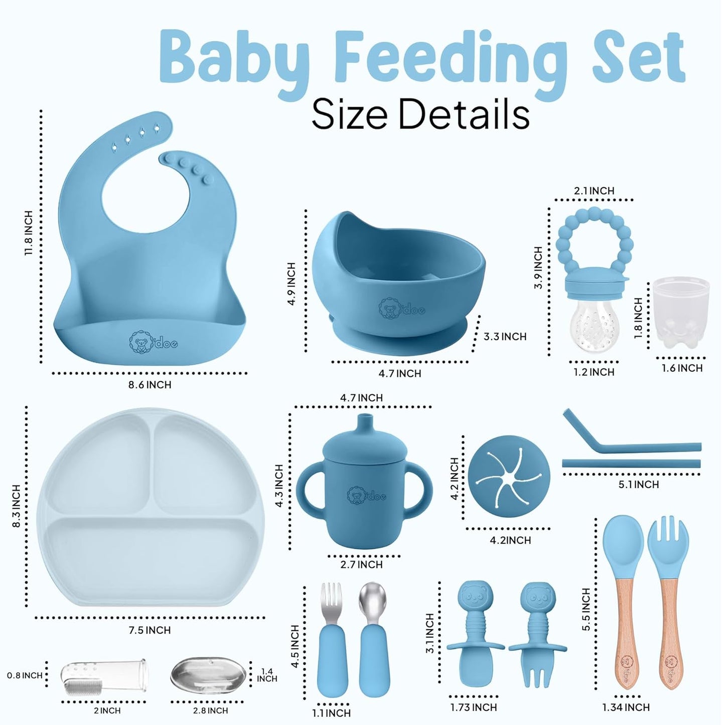 O'doe 17-Piece BPA-Free Silicone Baby Feeding Set