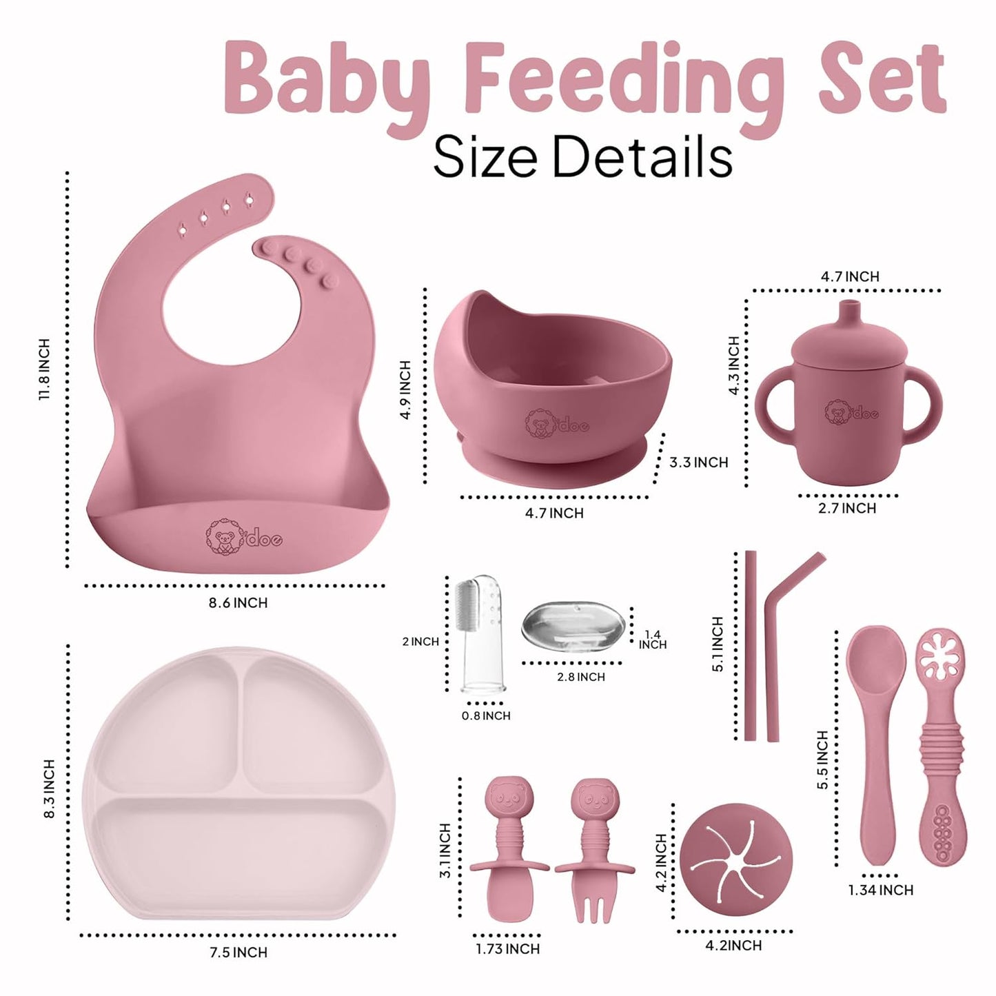 O'doe 11-Piece BPA-Free Silicone Baby Feeding Set