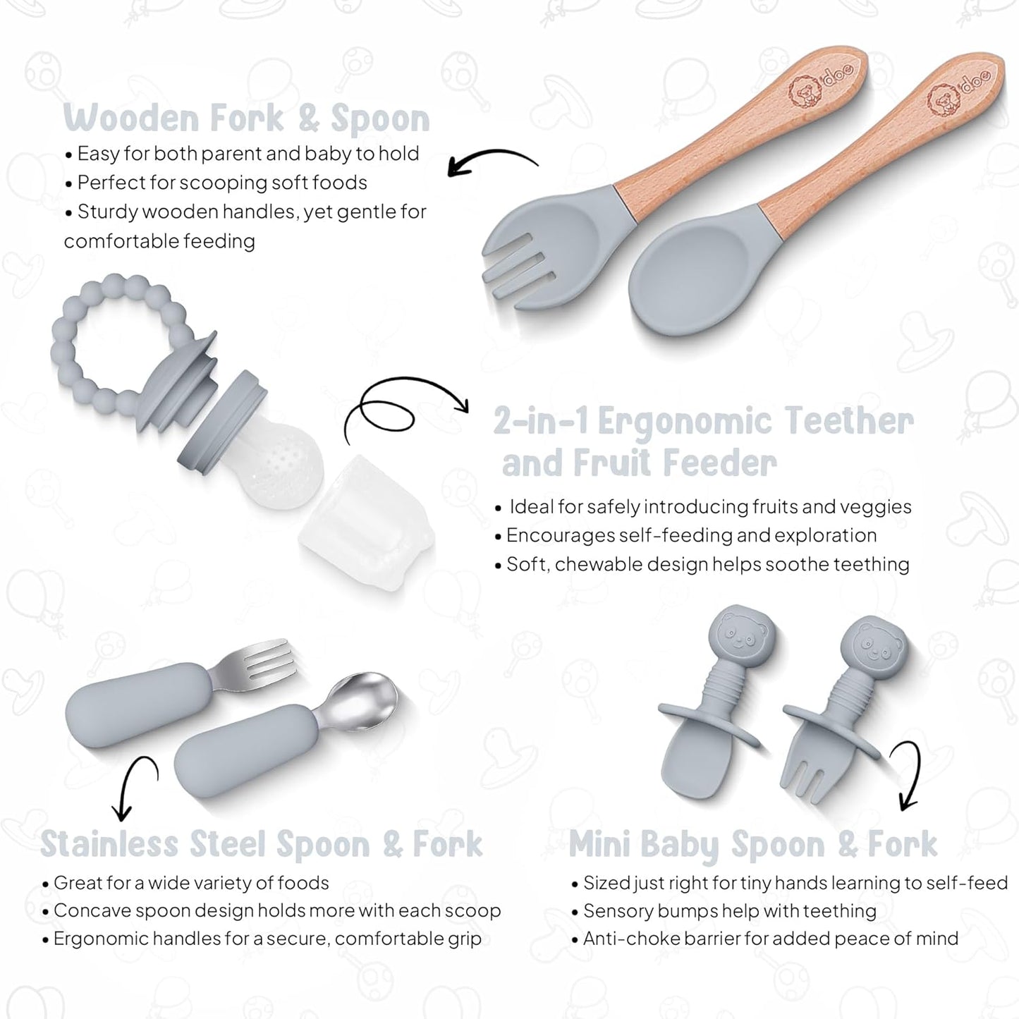 O'doe 17-Piece BPA-Free Silicone Baby Feeding Set