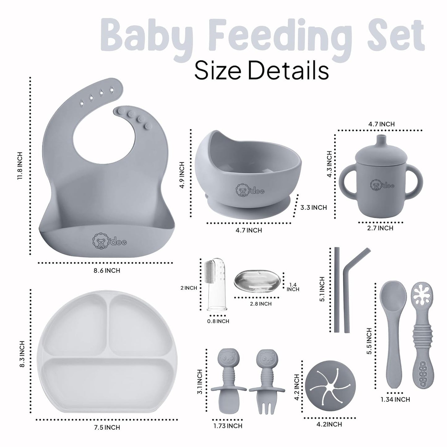 O'doe 11-Piece BPA-Free Silicone Baby Feeding Set