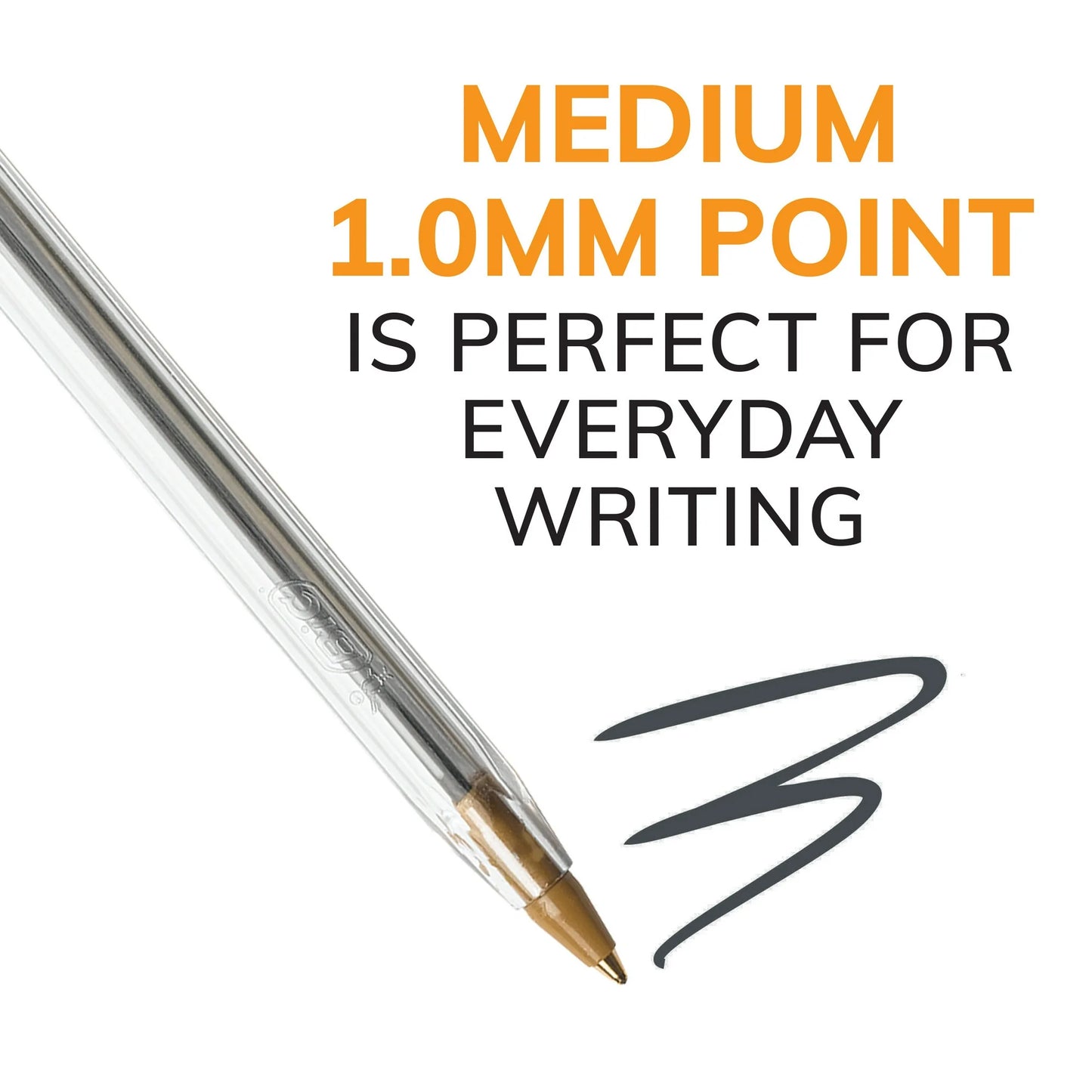 BIC Cristal Xtra Smooth Ballpoint Pen, Medium Point, 1.0 mm, Black Ink, 10 Count