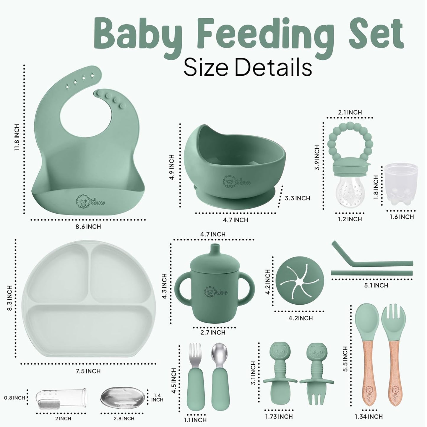 O'doe 17-Piece BPA-Free Silicone Baby Feeding Set