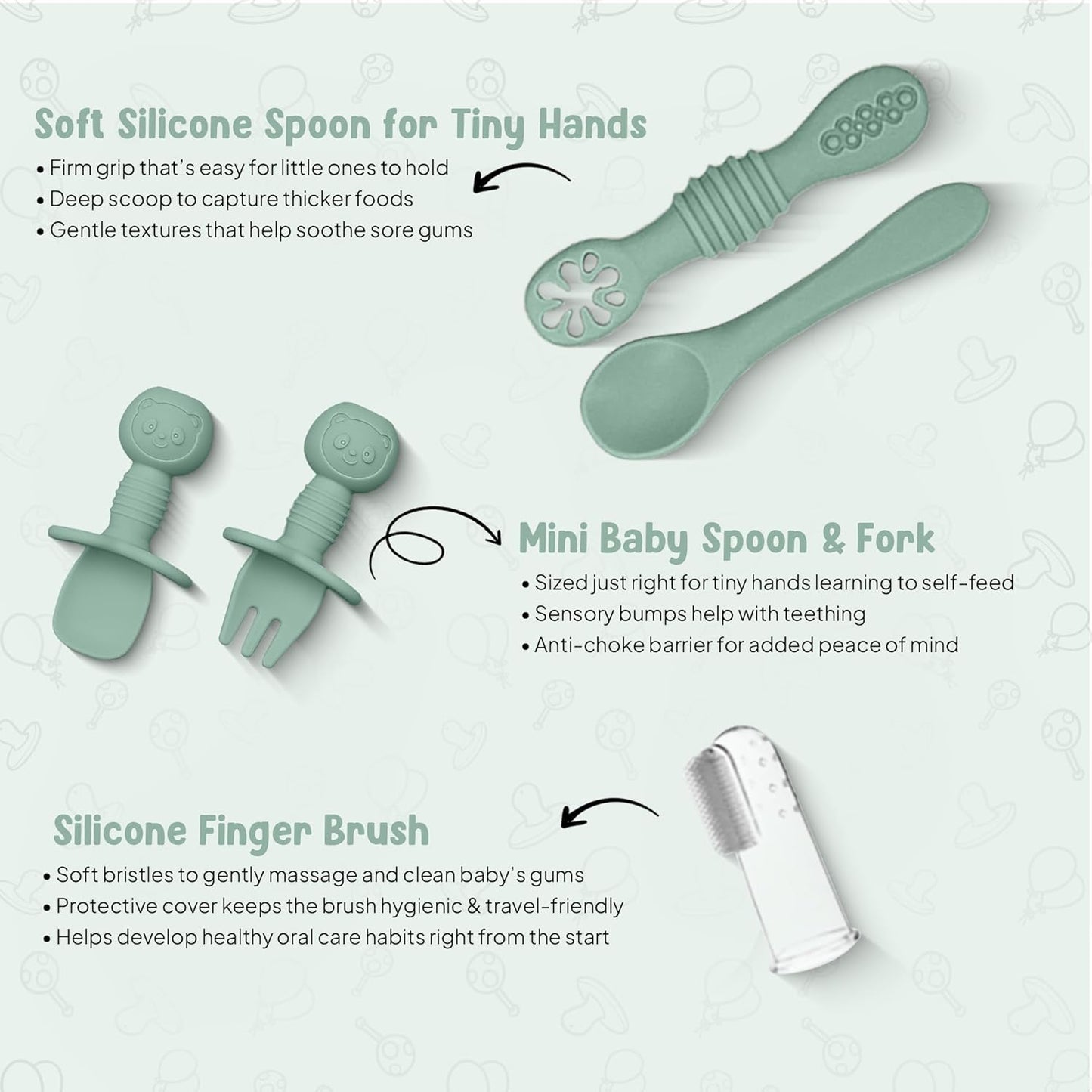 O'doe 11-Piece BPA-Free Silicone Baby Feeding Set