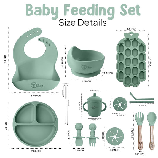 Silicone Baby Feeding Set Components Including Suction Plate, Bowl and Fruit Feeder – O'doe BPA-Free Baby Mealtime Set