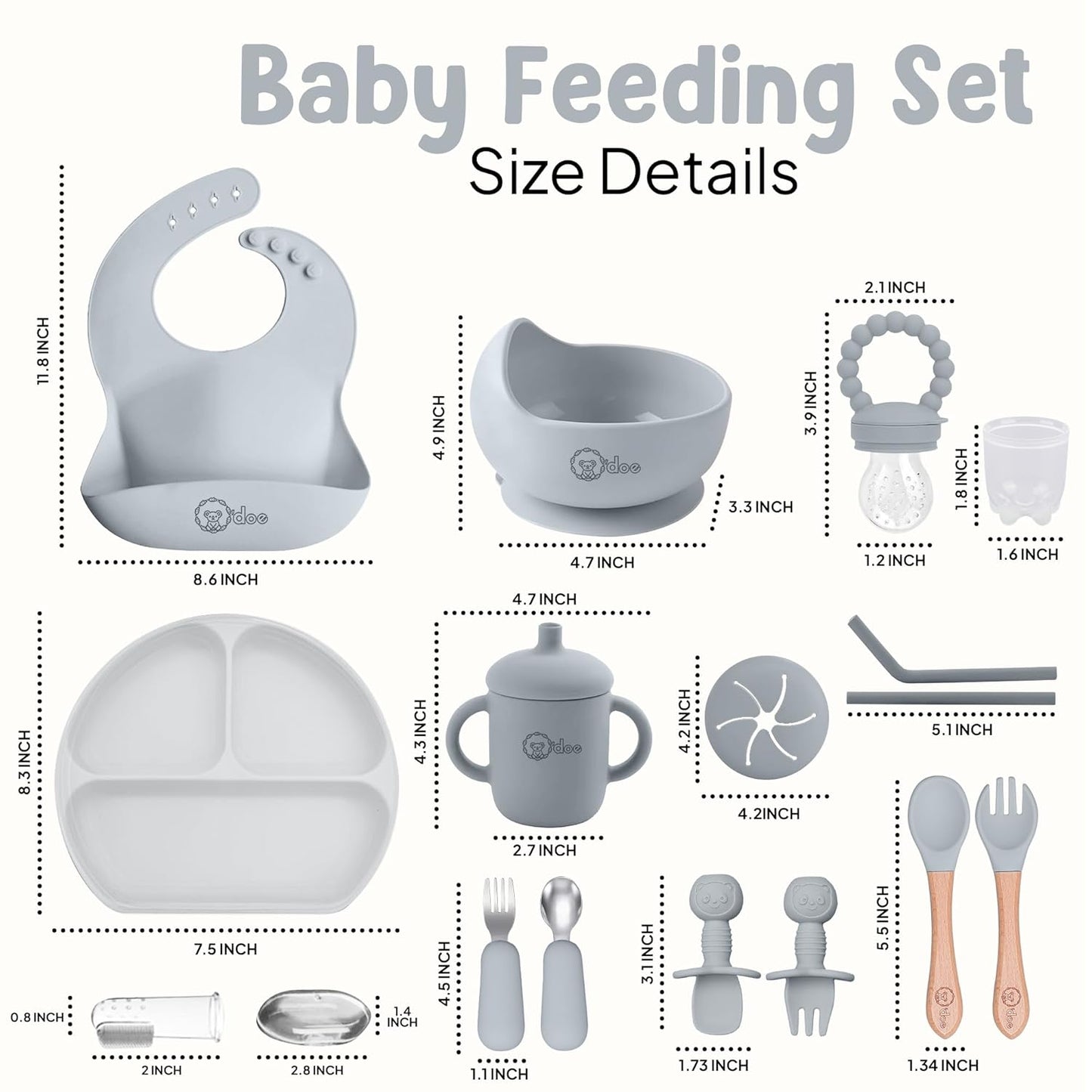 O'doe 17-Piece BPA-Free Silicone Baby Feeding Set
