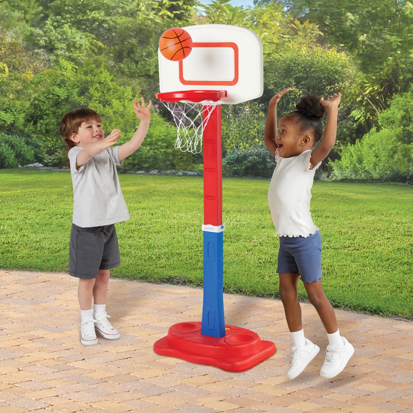Colorful kids outdoor play equipment for active backyard fun and physical play for toddlers and young children.