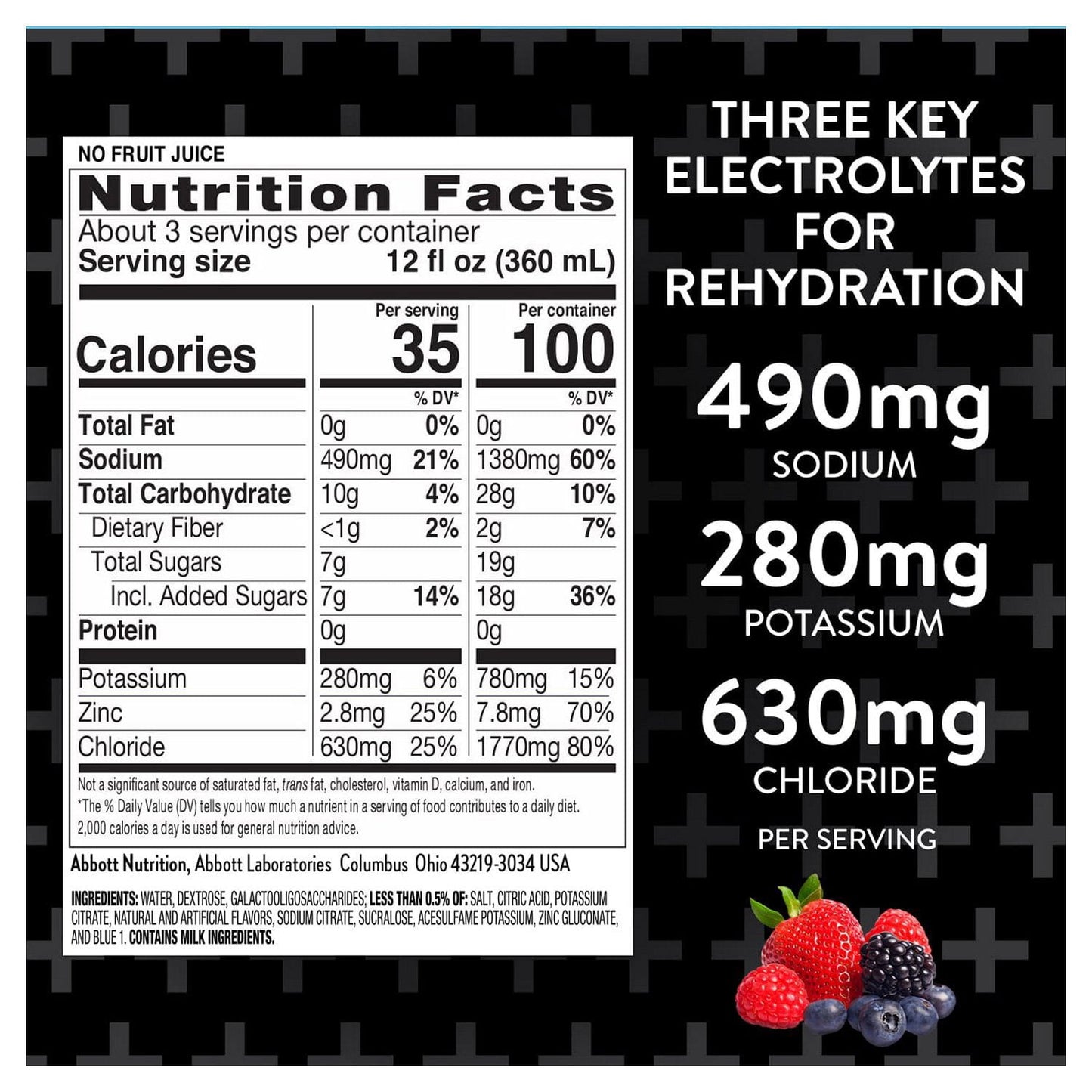 Pedialyte AdvancedCare Plus Electrolyte Solution Berry Frost, 33.8 fl. oz., 3 pk.