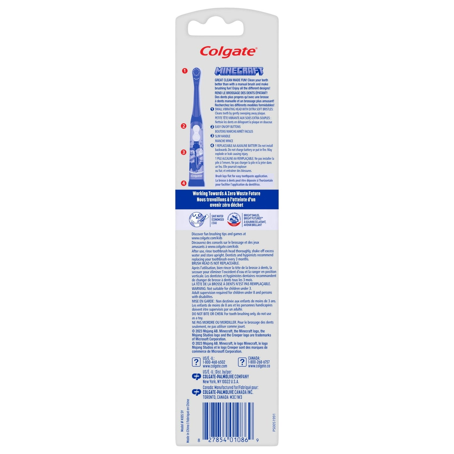 Colgate Kids Battery Powered Minecraft Toothbrush, 1 Count, Child