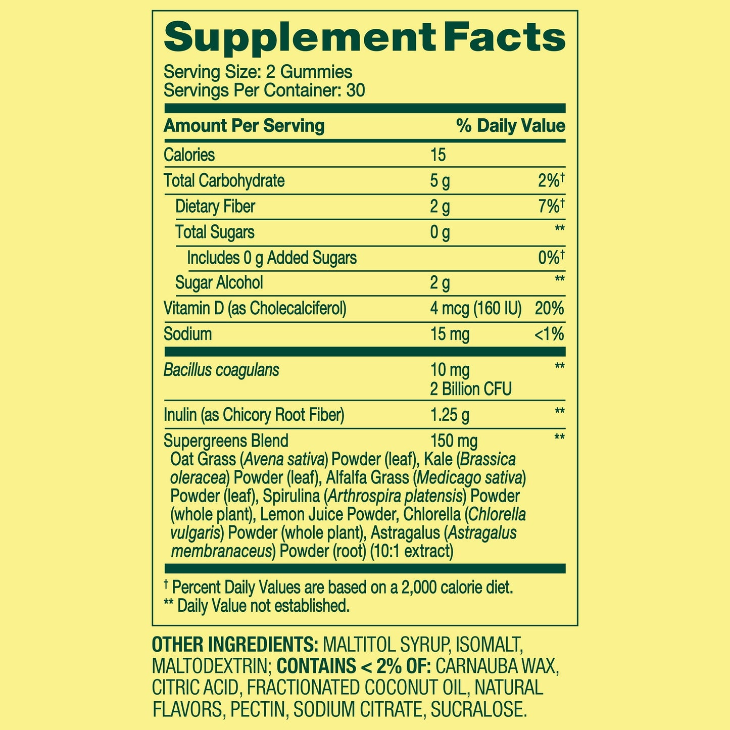 Image showing text about ingredients and details of a Daily wellness supplement product for kids