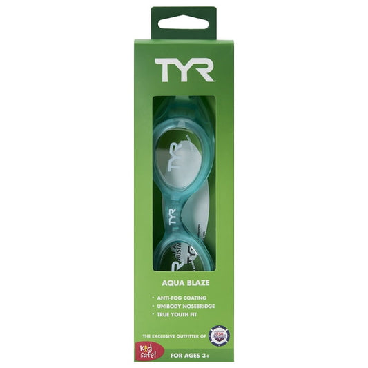 TYR Youth Fit Aqua Blaze Non-Mirrored Swim Goggle - Blue/Green