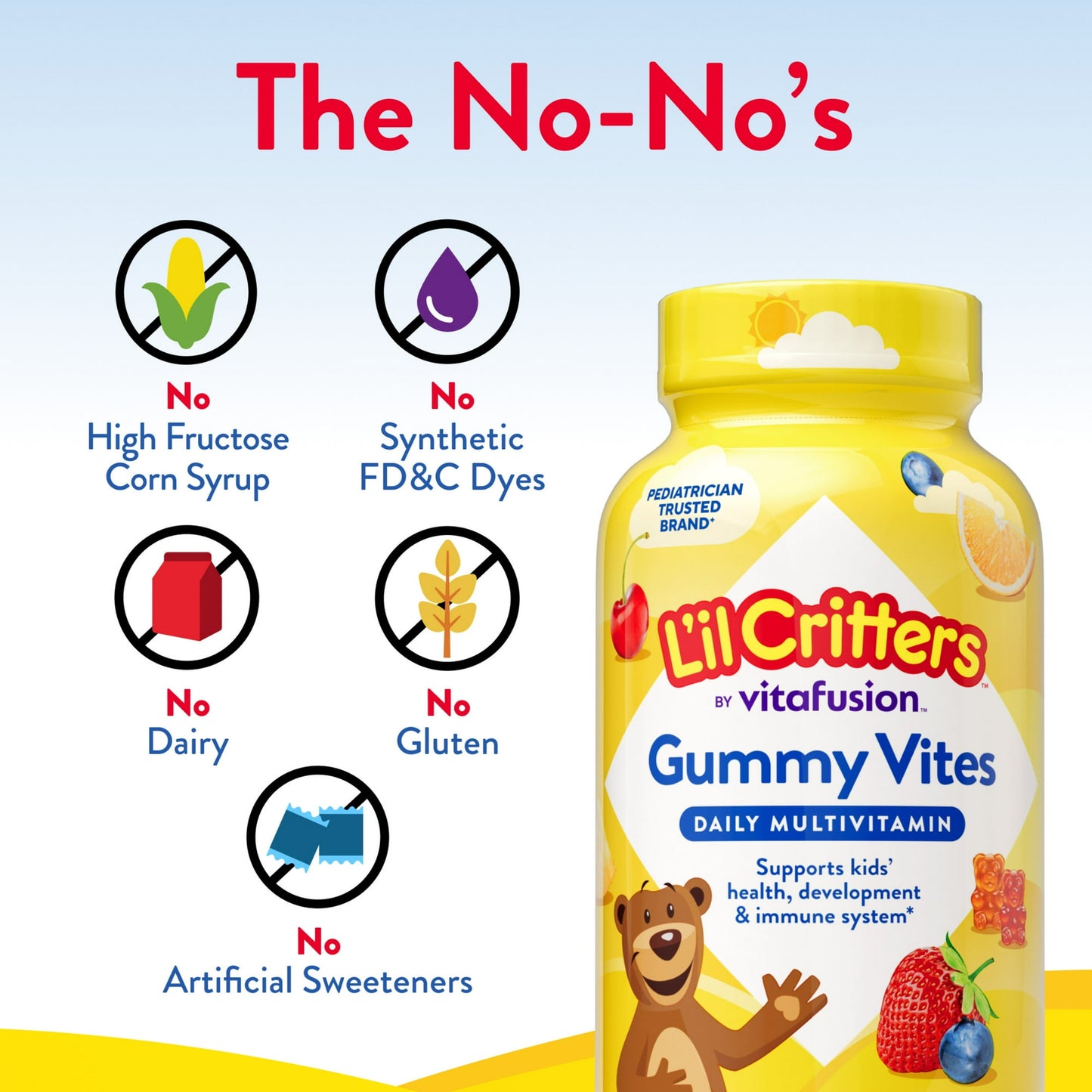 Image showing a Daily wellness supplement product for kids with text and graphs