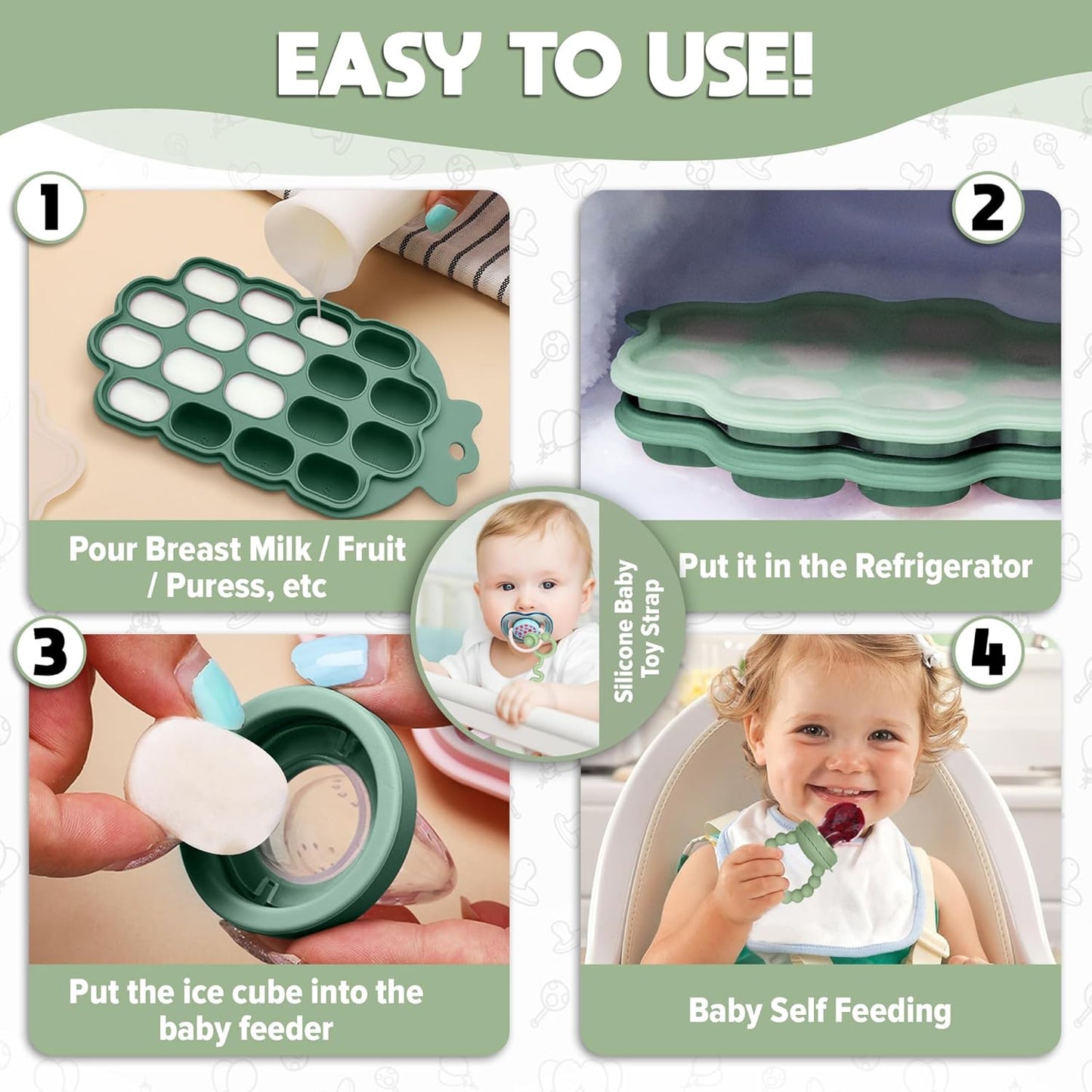 O’doe Baby Popsicle Molds | 2 Feeders, 6 Nipples, 2 Clip, 1Trays