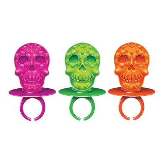 Flix Candy Halloween, Day of The Dead Lollipop Rings, Assorted Flavors, 20 Count Box