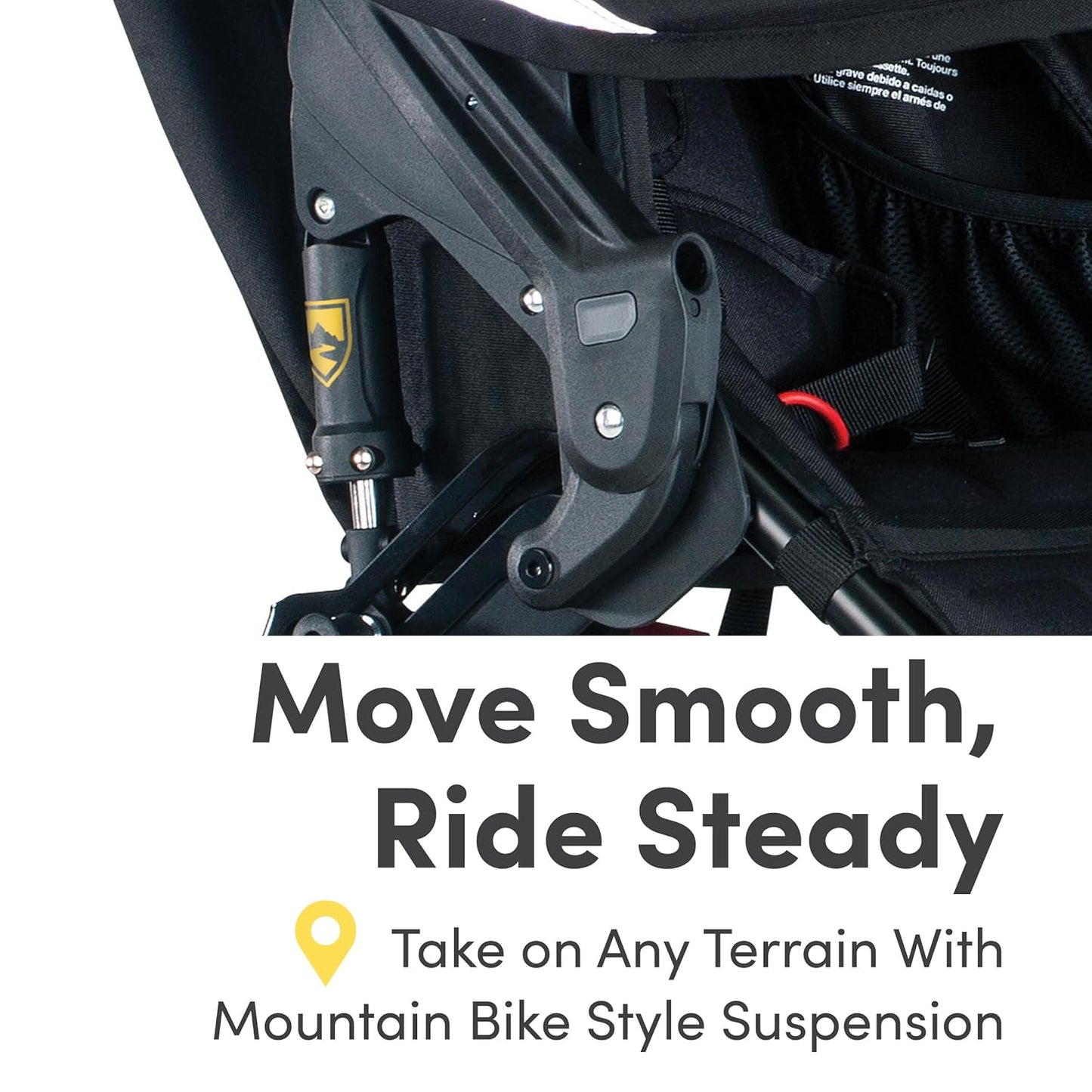 Image displaying a jogging stroller with text about it’s details