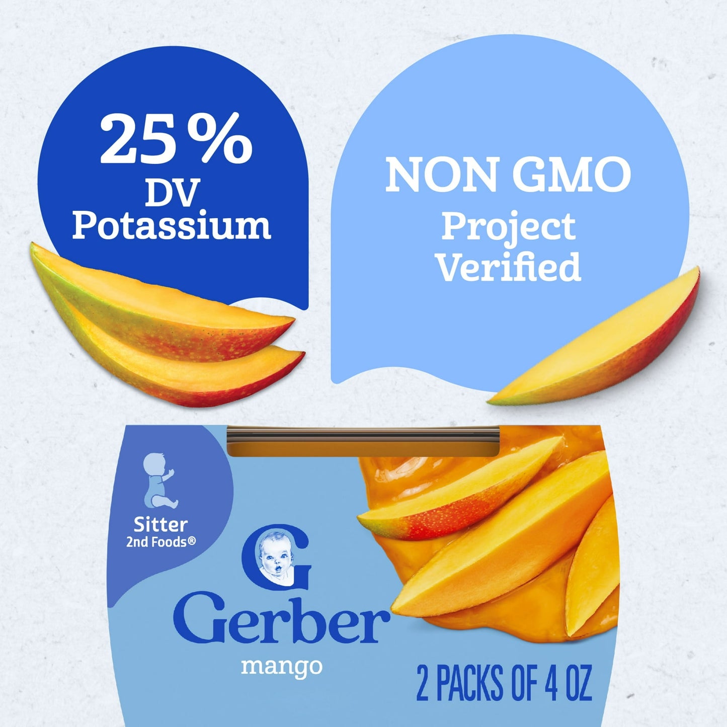 Gerber Stage 2 Baby Food, Mango Puree Tub, Baby Puree, 2PK 8 oz