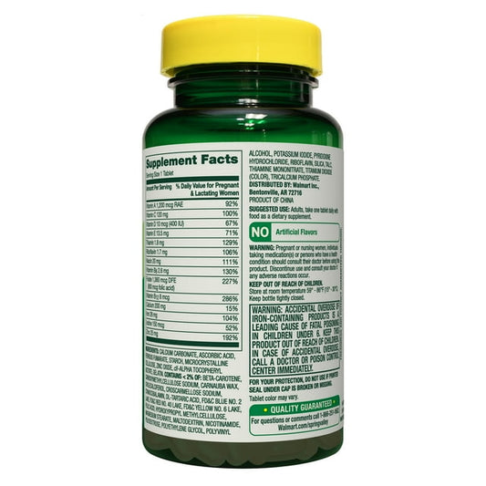 Spring Valley Prenatal Multivitamin/Multimineral for Pregnant and Nursing Women Dietary Supplement Tablets, 100 Count