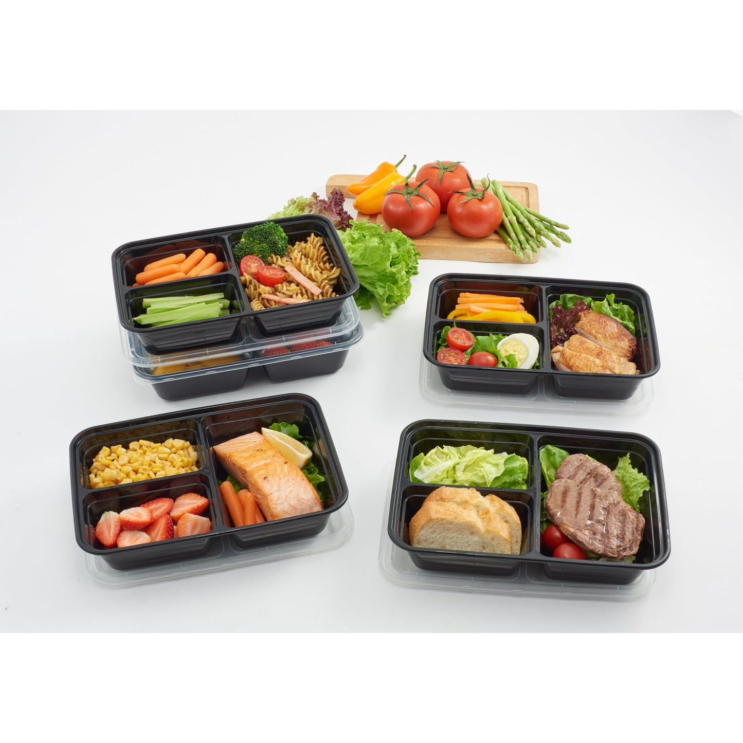 Mainstays Meal Prep Food Storage Containers, Black