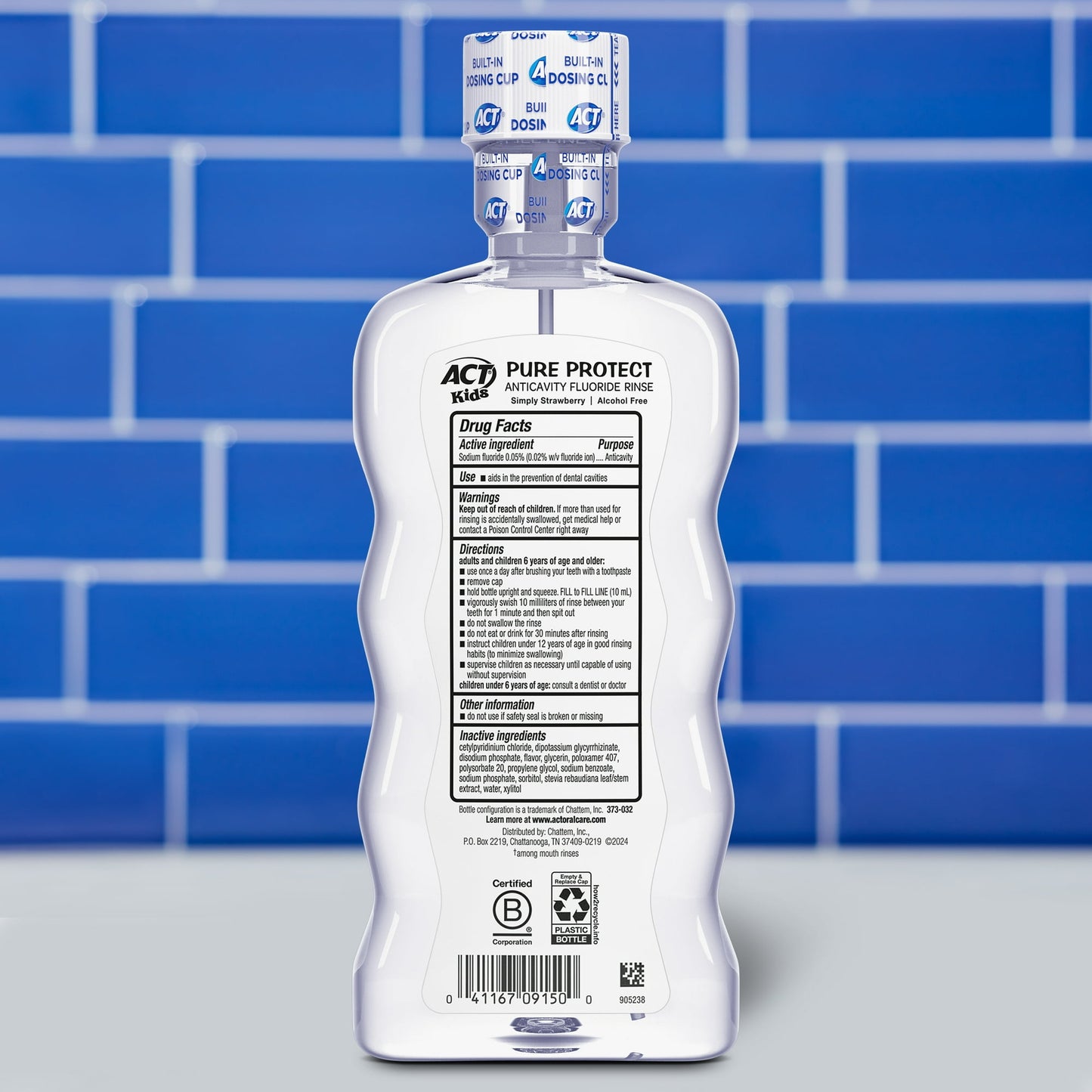 ACT Kids Pure Protect Anticavity Mouthwash, Strawberry, 16.9 fl. oz.