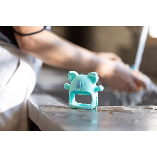 Nuby Silicone Wrist Teething Mitten for Babies, Blue Koala Design