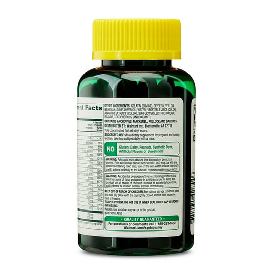 Spring Valley Prenatal Mini Multivitamin/Multimineral Supplement, Mini Softgels, 120 Count