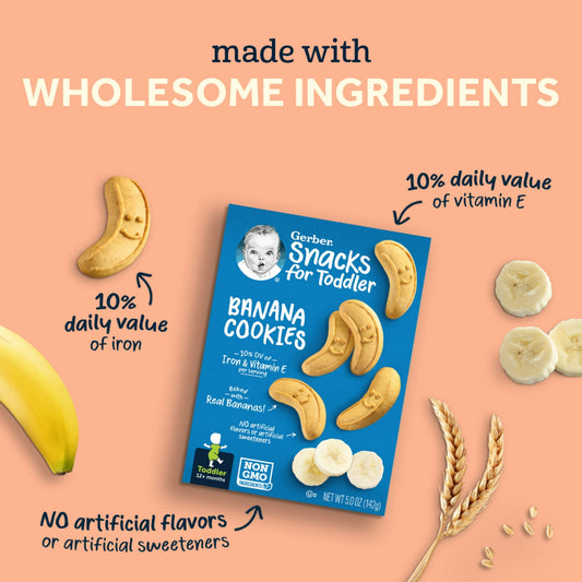 Gerber Toddler Baby Food, Banana Cookies, 5 Ounce