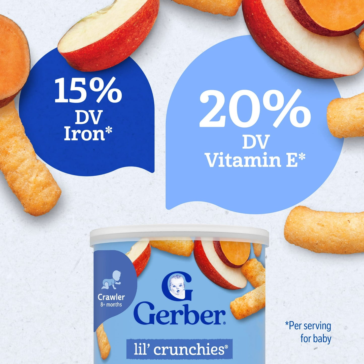 Gerber Snacks for Baby Lil Crunchies Apple Sweet Potato Puffs, 1.48 oz