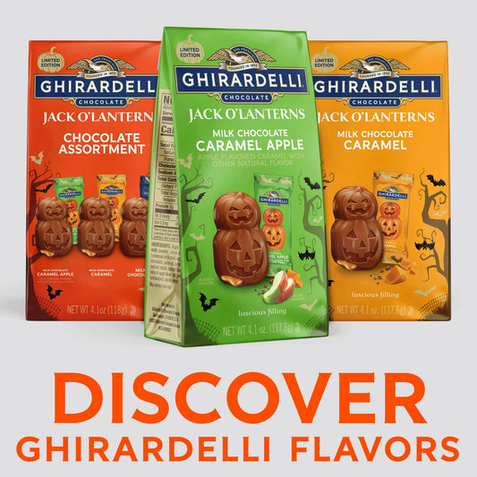 GHIRARDELLI Milk Chocolate Caramel Apple Jack O Lanterns, 4.1 oz Bag