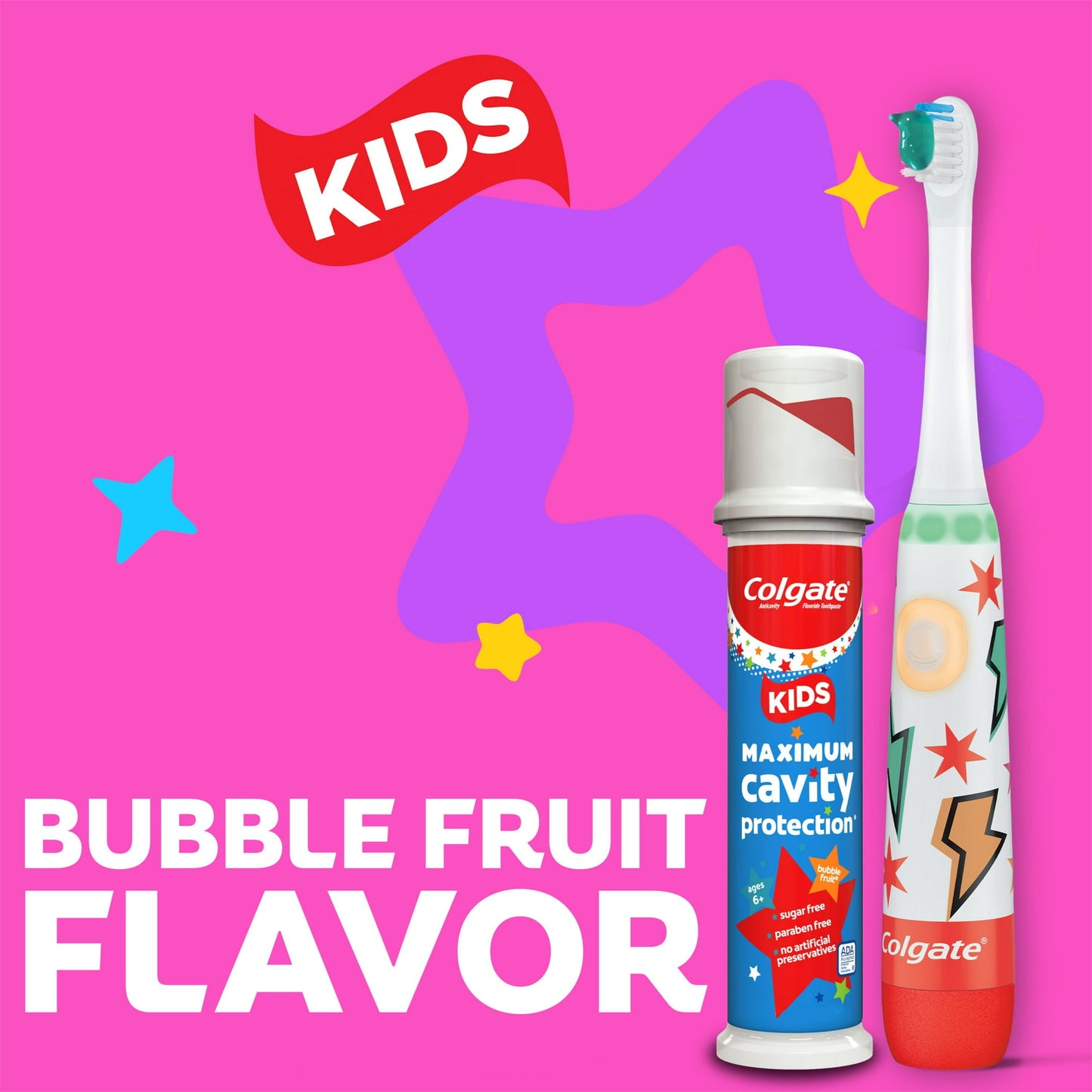 Colgate Kids Cavity Protection Toothpaste with Fluoride, Mild Bubble Fruit, 4.4 oz Pump