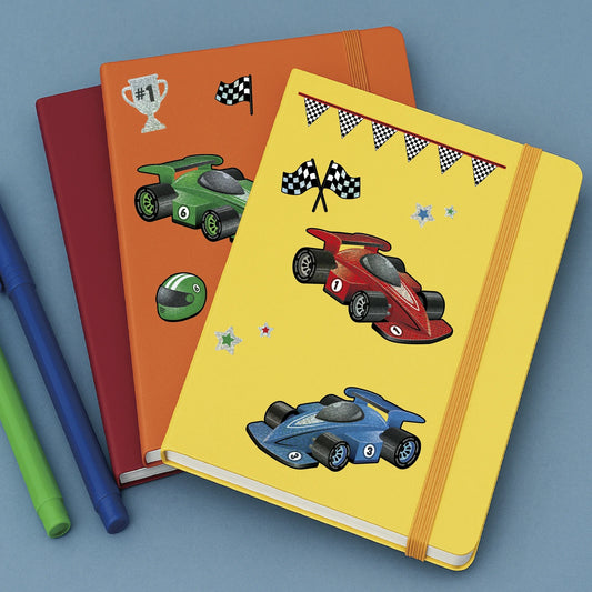 Hello Hobby Multicolor Race Car Themed Stickers, 22 Count