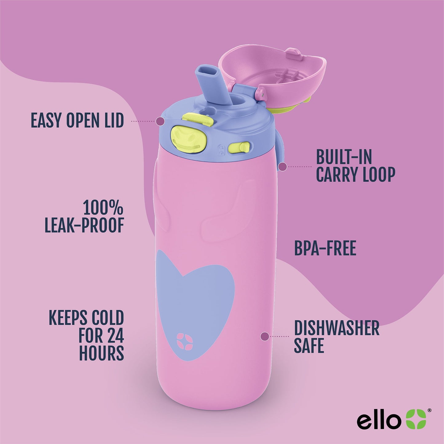 Ello Ellies 14 oz Stainless Steel Water Bottle