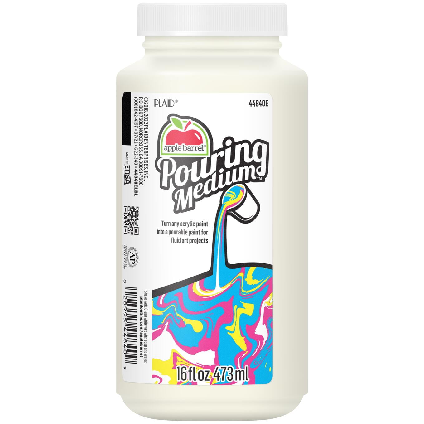 Acrylic paint pouring medium, satin finish, 16 fl oz bottle – ideal for smooth flow and vibrant art projects